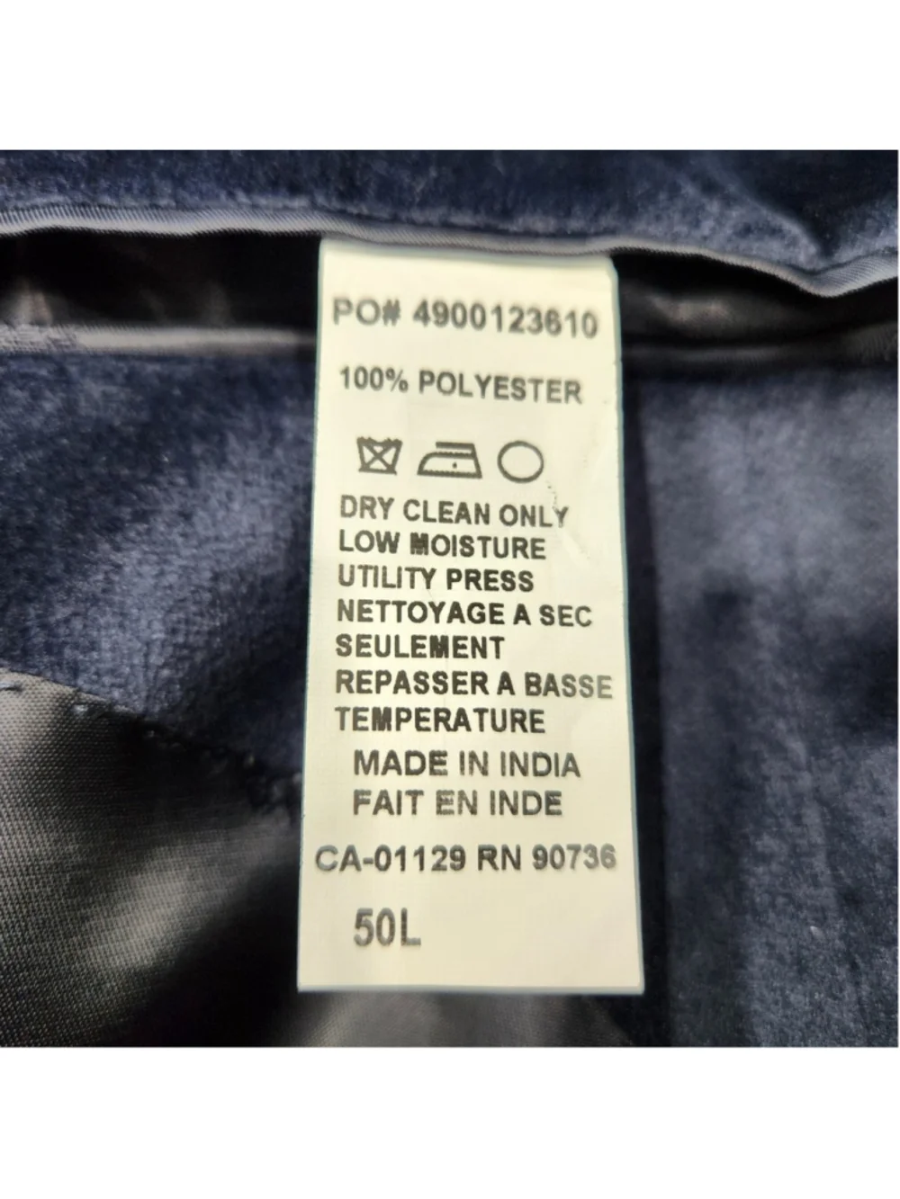 Ralph Lauren mens Lexington Blazer 50L Navy Velour 2-Button Jacket